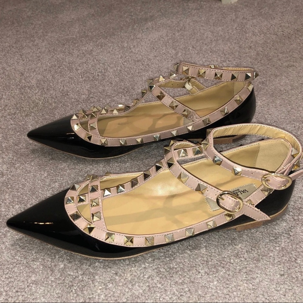 NEW VALENTINO PATENT ROCKSTUD CAGED BALLET FLAT - Picture 4 of 8